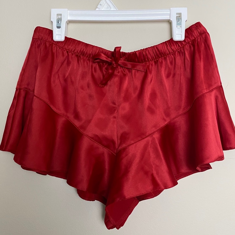 Victoria’s Secret Sexy Red Satin Ruffle Shorts
